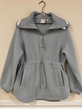 Varley Ashby Cinch-Waist Sherpa Fleece Pullover - Cloud Blue - Size XS